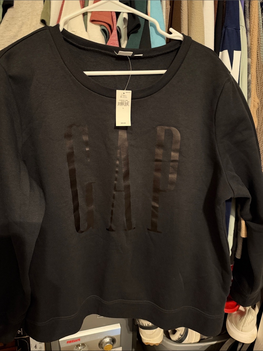 GAP Black Crewneck Sweatshirt with Gloss Logo